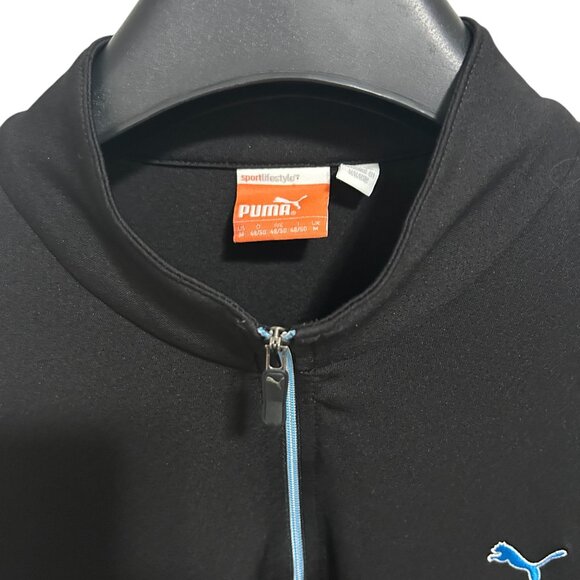 PUMA Men's Size Medium Pullover Sweater Half Zip Unique Black Blue - Picture 4 of 6